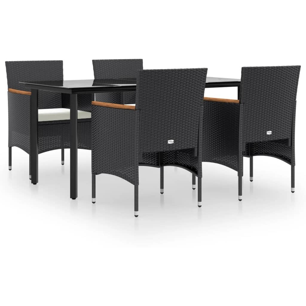 Vidaxl 5 Piece Patio Dining Set With Cushions Black