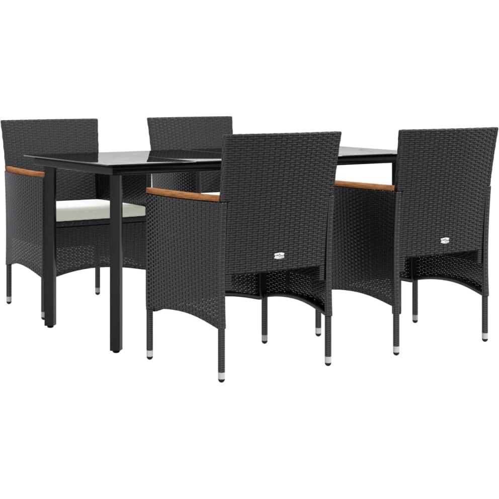 Vidaxl 5 Piece Patio Dining Set With Cushions Black