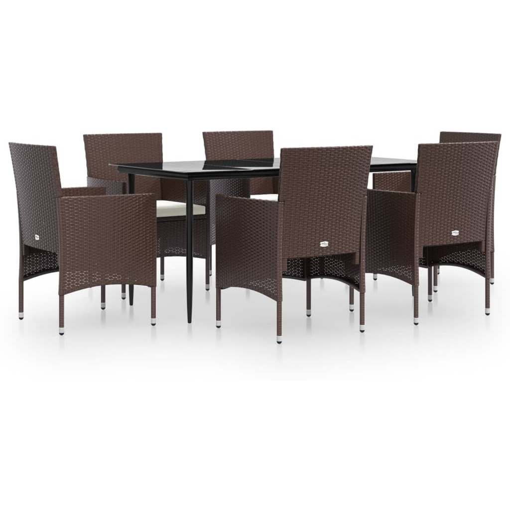 Vidaxl 7 Piece Patio Dining Set With Cushions Brown And Black