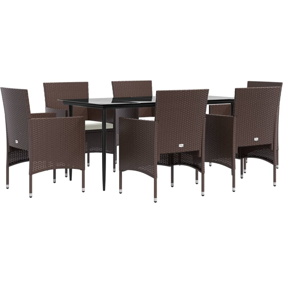 Vidaxl 7 Piece Patio Dining Set With Cushions Brown And Black