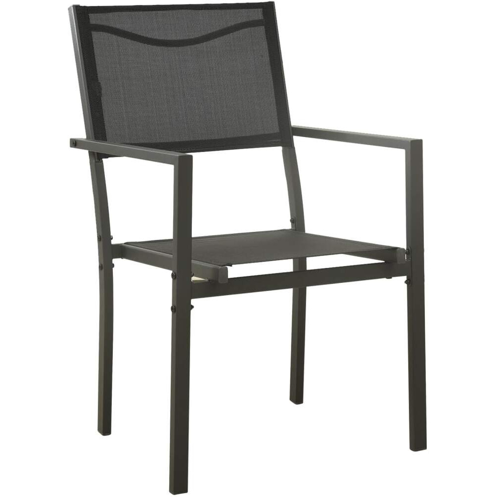 Vidaxl 5 Piece Patio Dining Set Black Steel And Textilene
