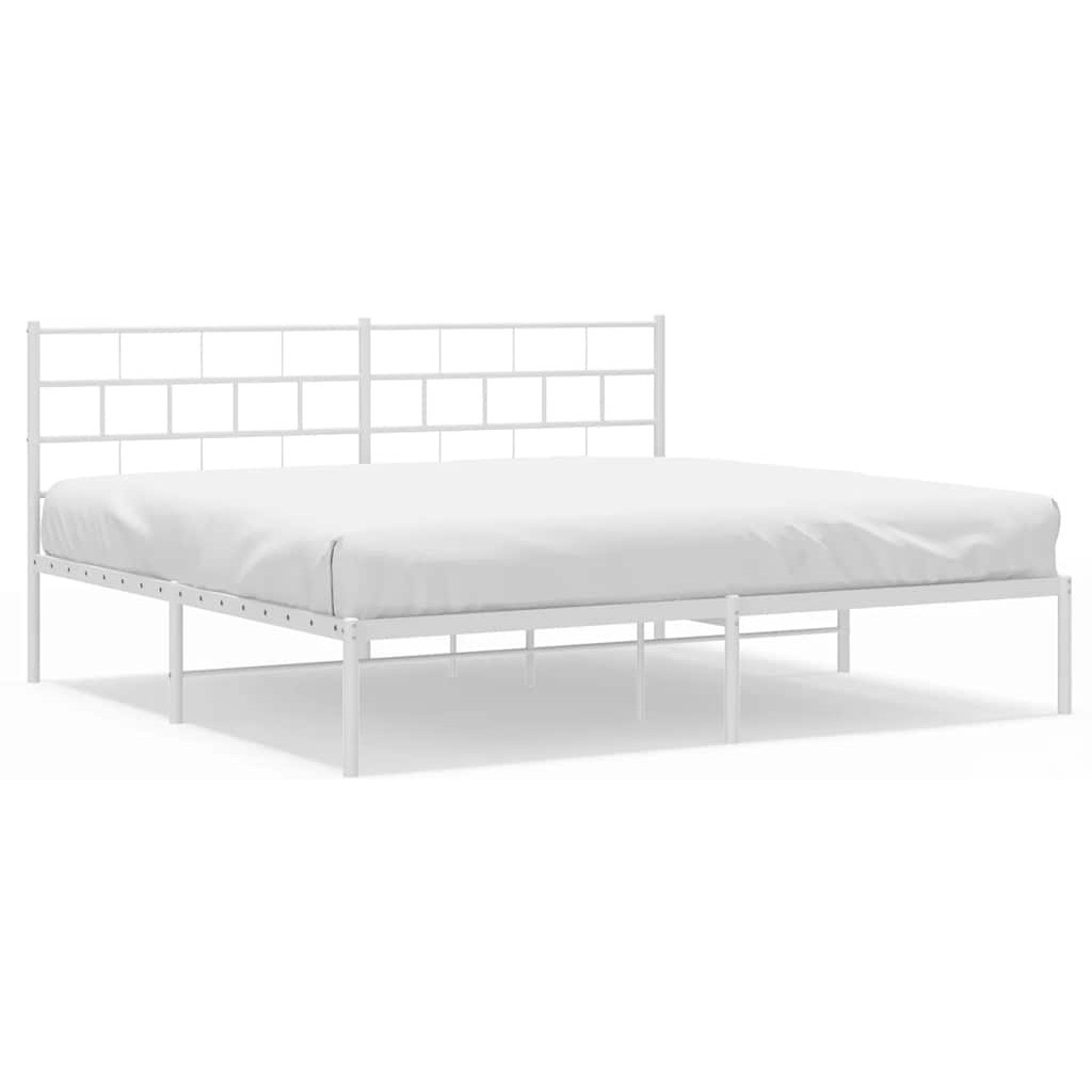 Vidaxl Metal Bed Frame With Headboard White 72"&quotX83.9"" California King