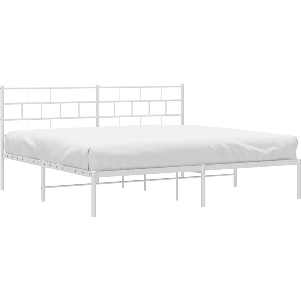 Vidaxl Metal Bed Frame With Headboard White 72"&quotX83.9"" California King