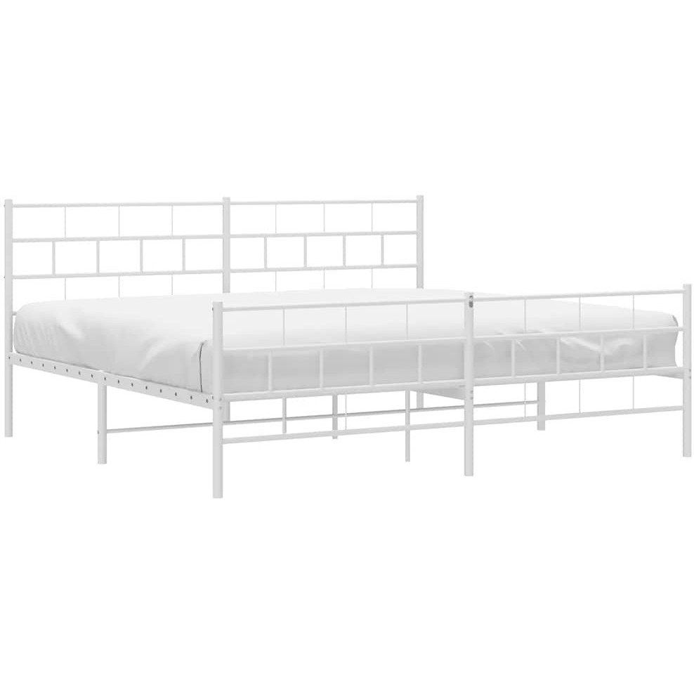 Vidaxl Metal Bed Frame With Headboard&Footboard White 72"&quotX83.9"" California King