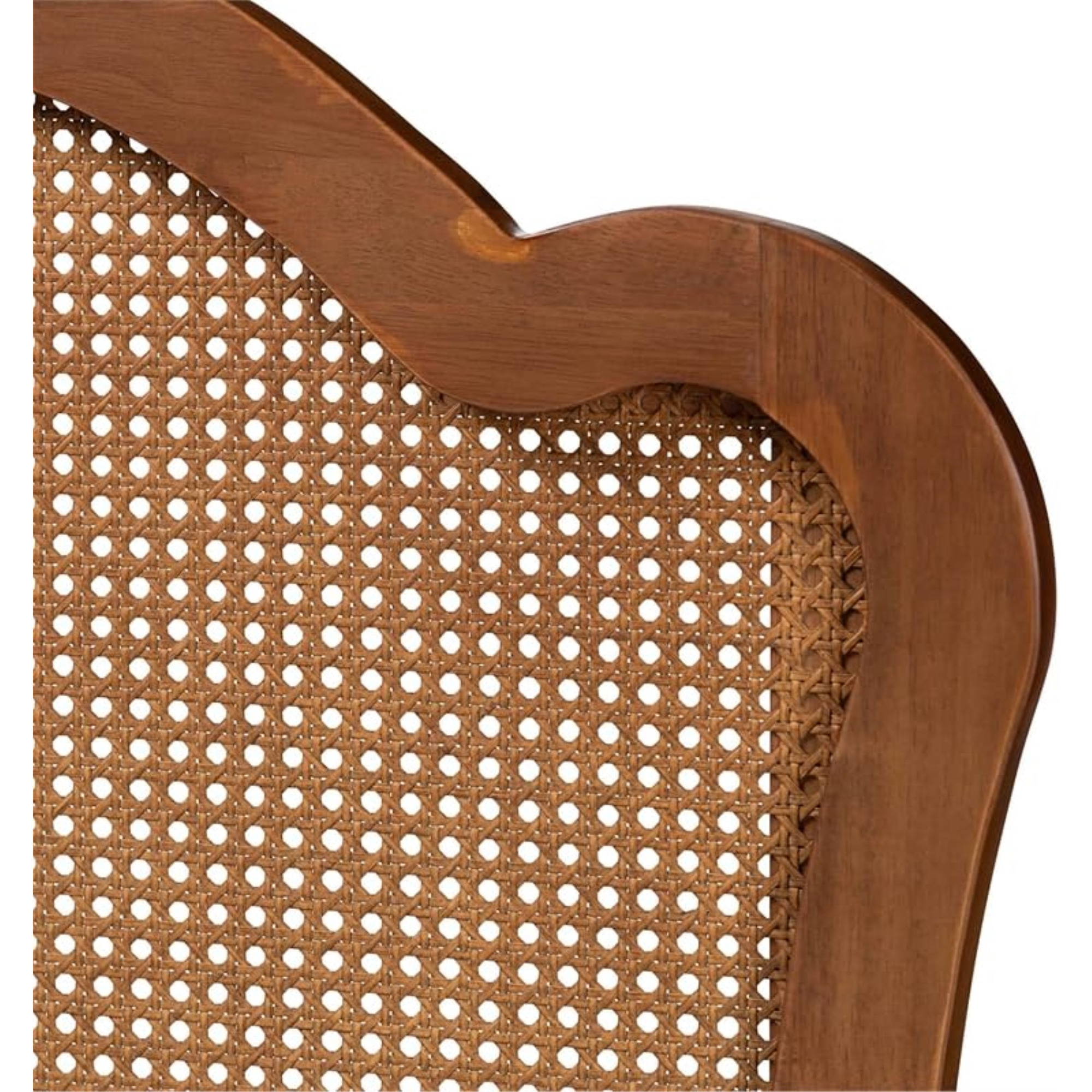 Traditional Ash Walnut Finished Wood King Size Headboard With Rattan