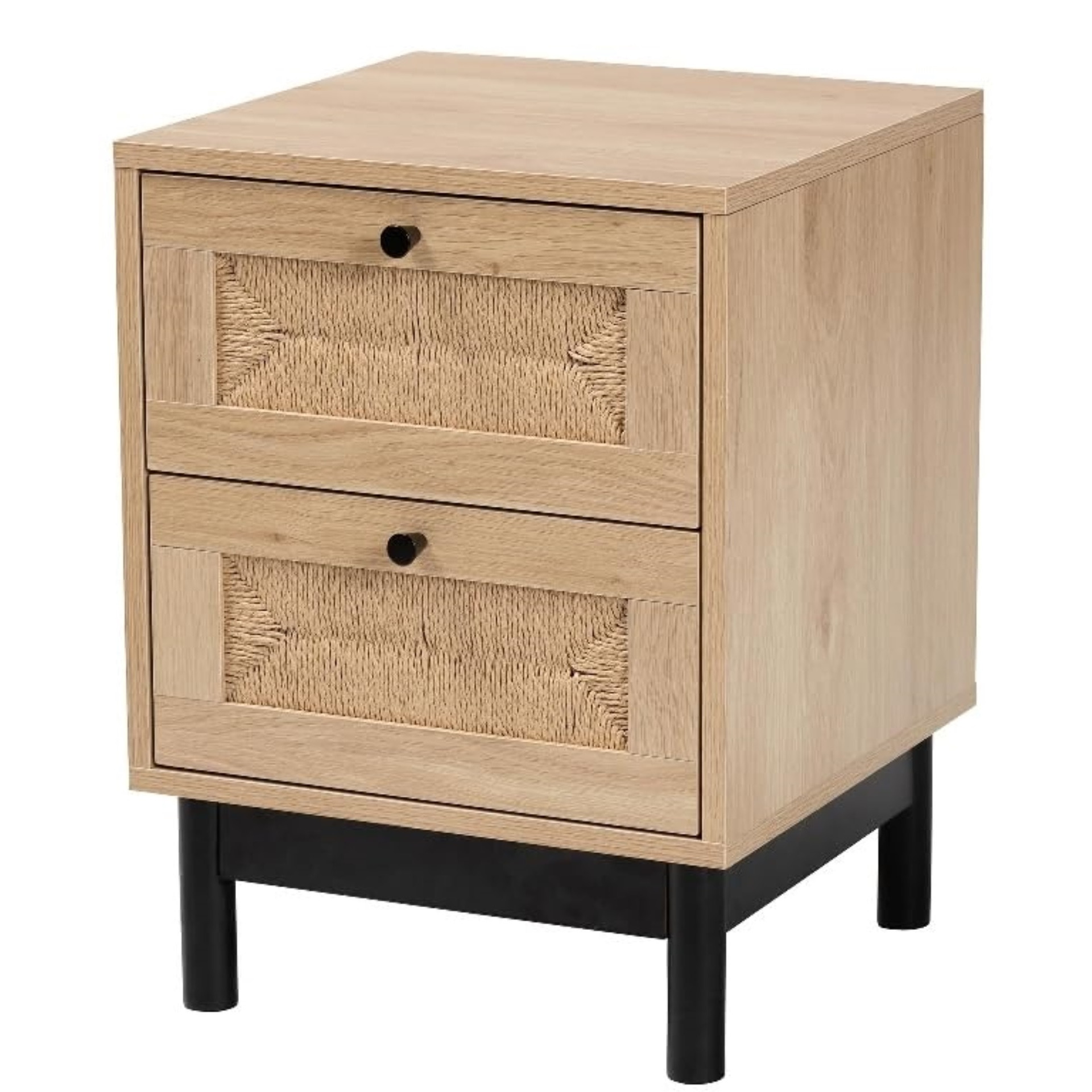 Baxton Studio Cherelle Mid-Century Modern Light Brown And Black 2-Drawer End Table
