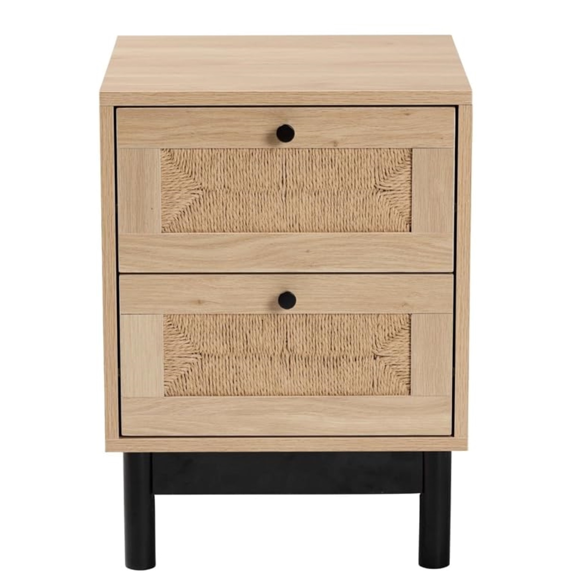 Baxton Studio Cherelle Mid-Century Modern Light Brown And Black 2-Drawer End Table