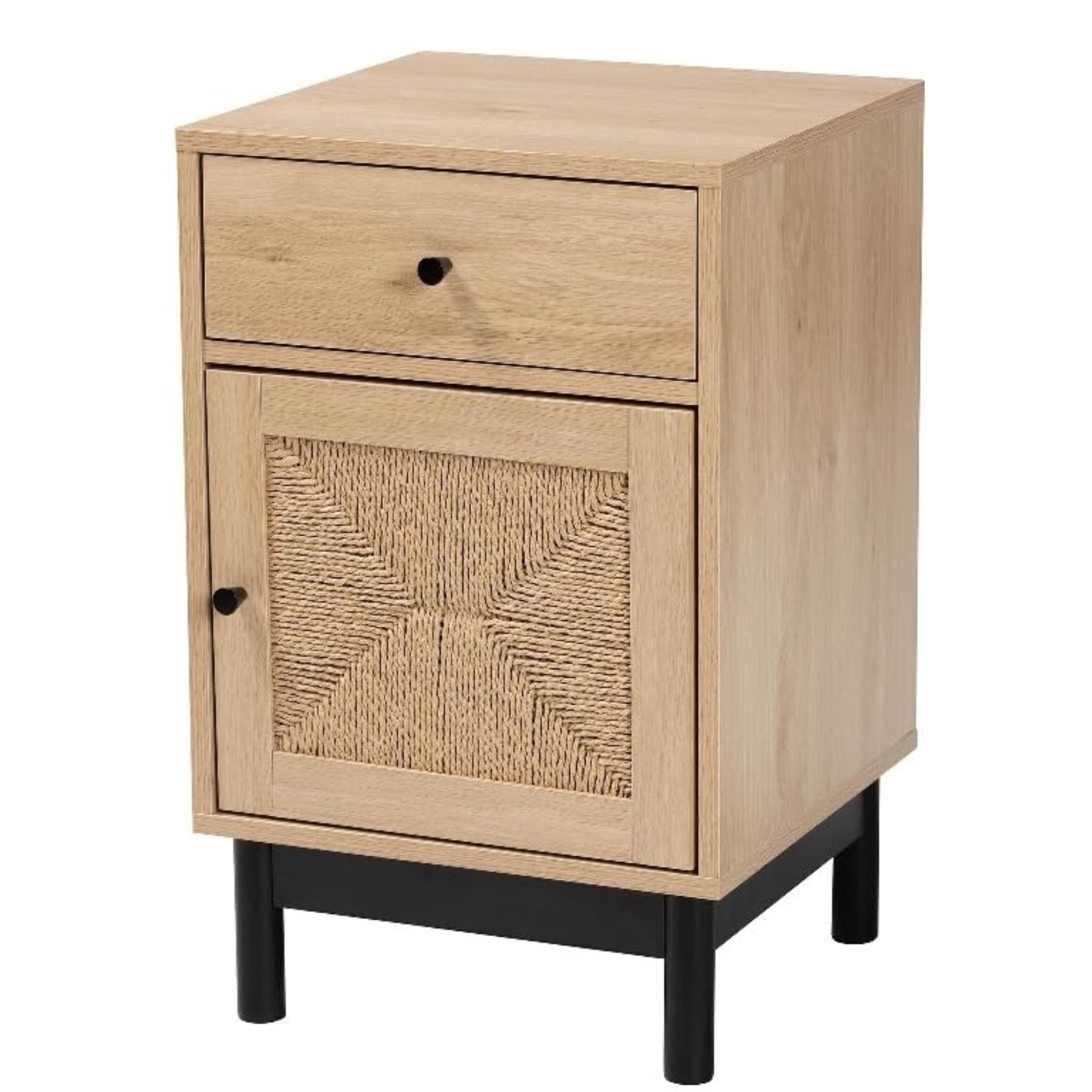 Baxton Studio Cherelle Mid-Century Modern Light Brown And Black 1-Drawer End Table