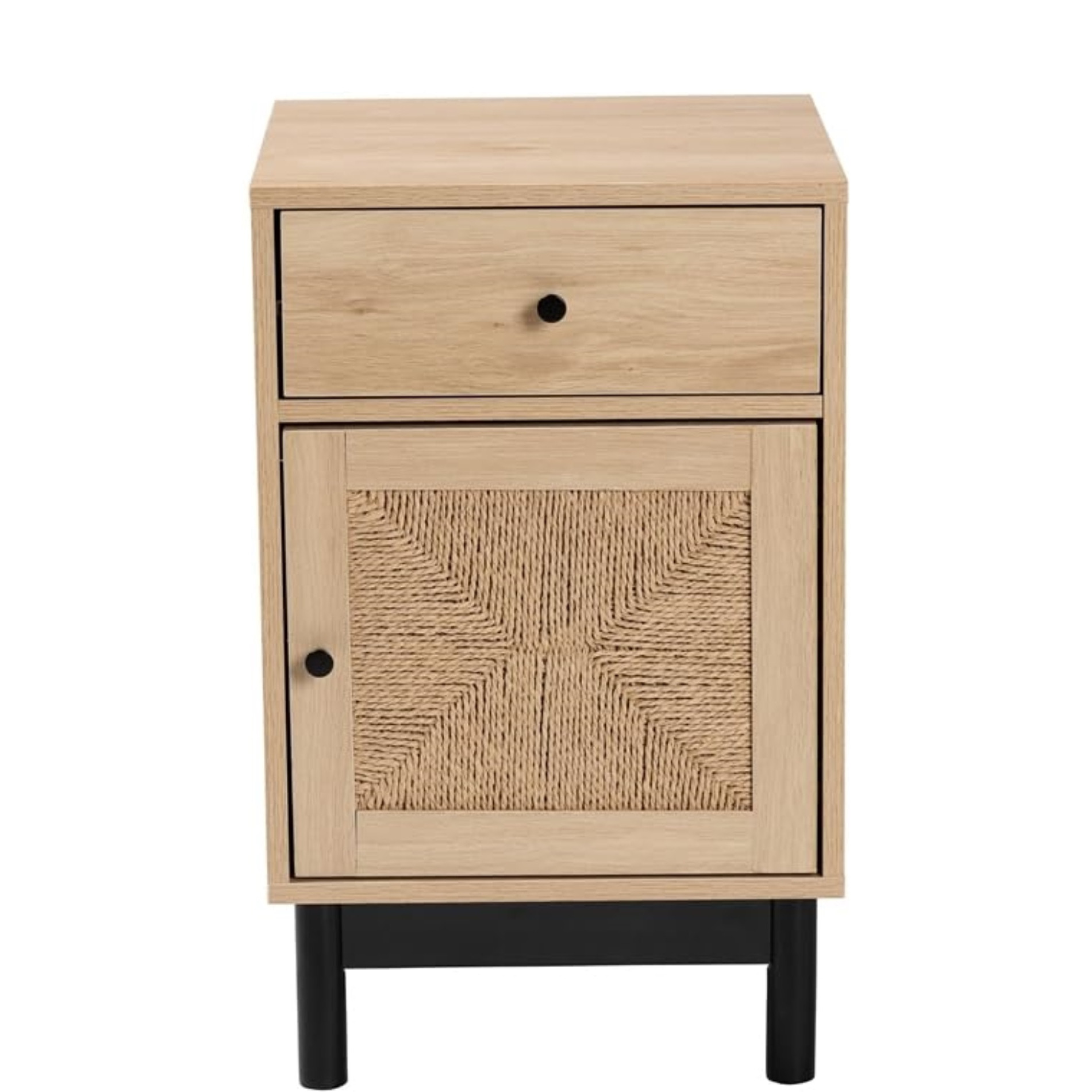Baxton Studio Cherelle Mid-Century Modern Light Brown And Black 1-Drawer End Table