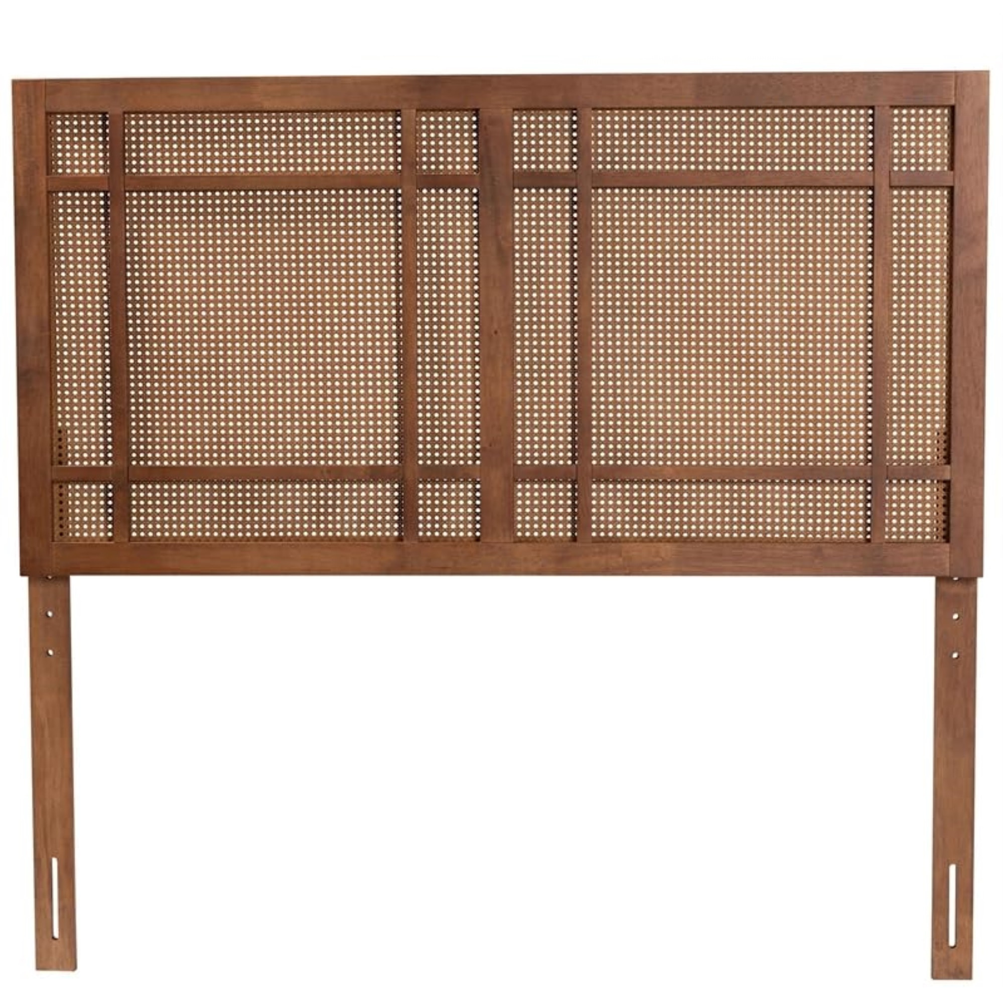 Baxton Studio Katrice Mid-Century Modern Ash Walnut Finished Wood King Size Headboard With Rattan