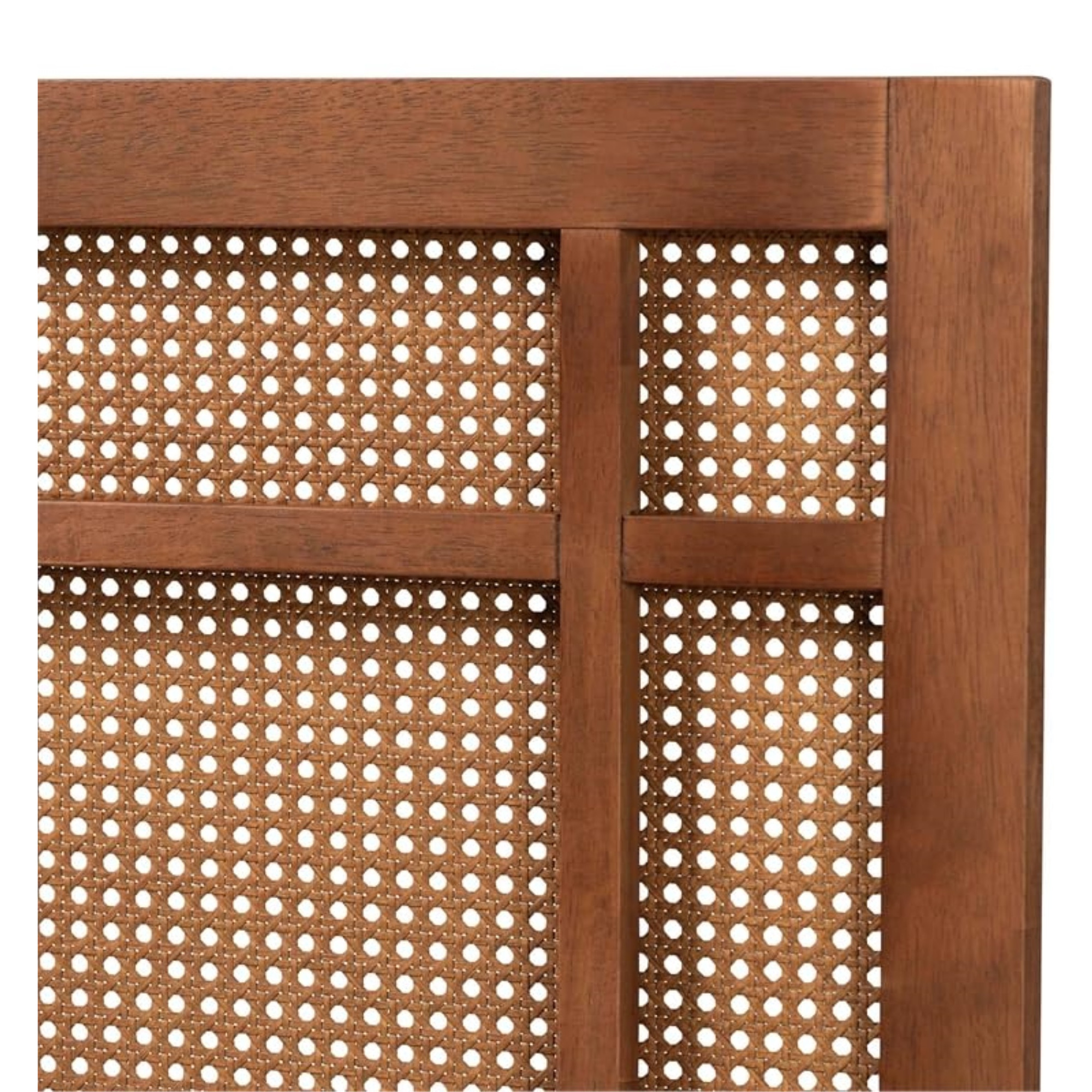 Baxton Studio Katrice Mid-Century Modern Ash Walnut Finished Wood King Size Headboard With Rattan