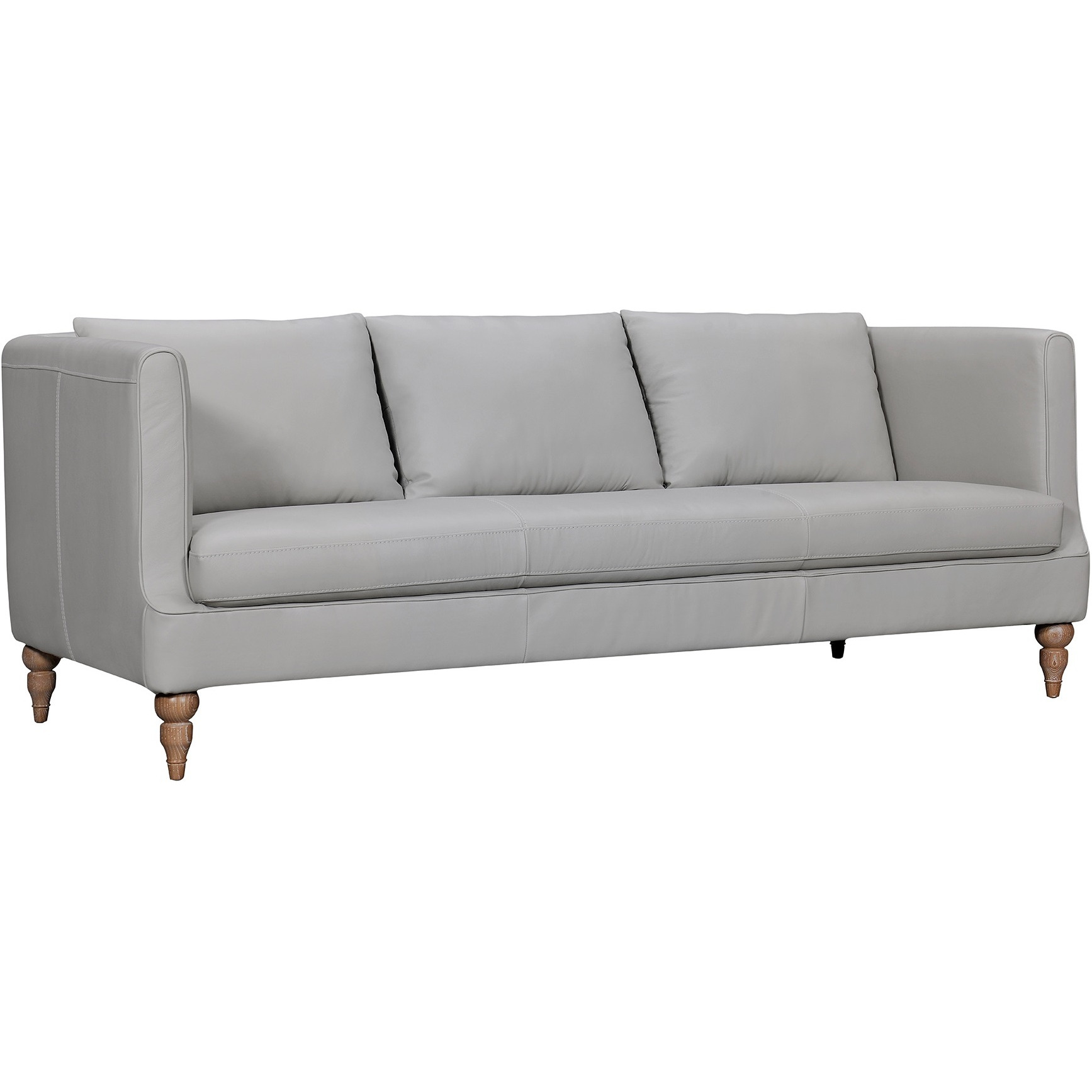 Vincenza 85"" Dove Gray Leather Sofa