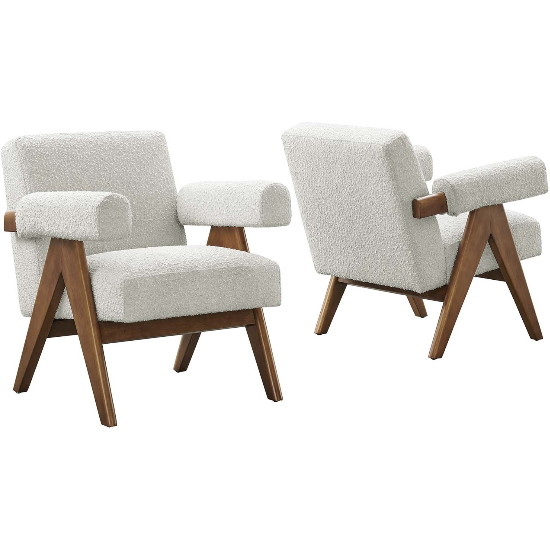 Lyra Boucle Fabric Armchair - Set Of 2