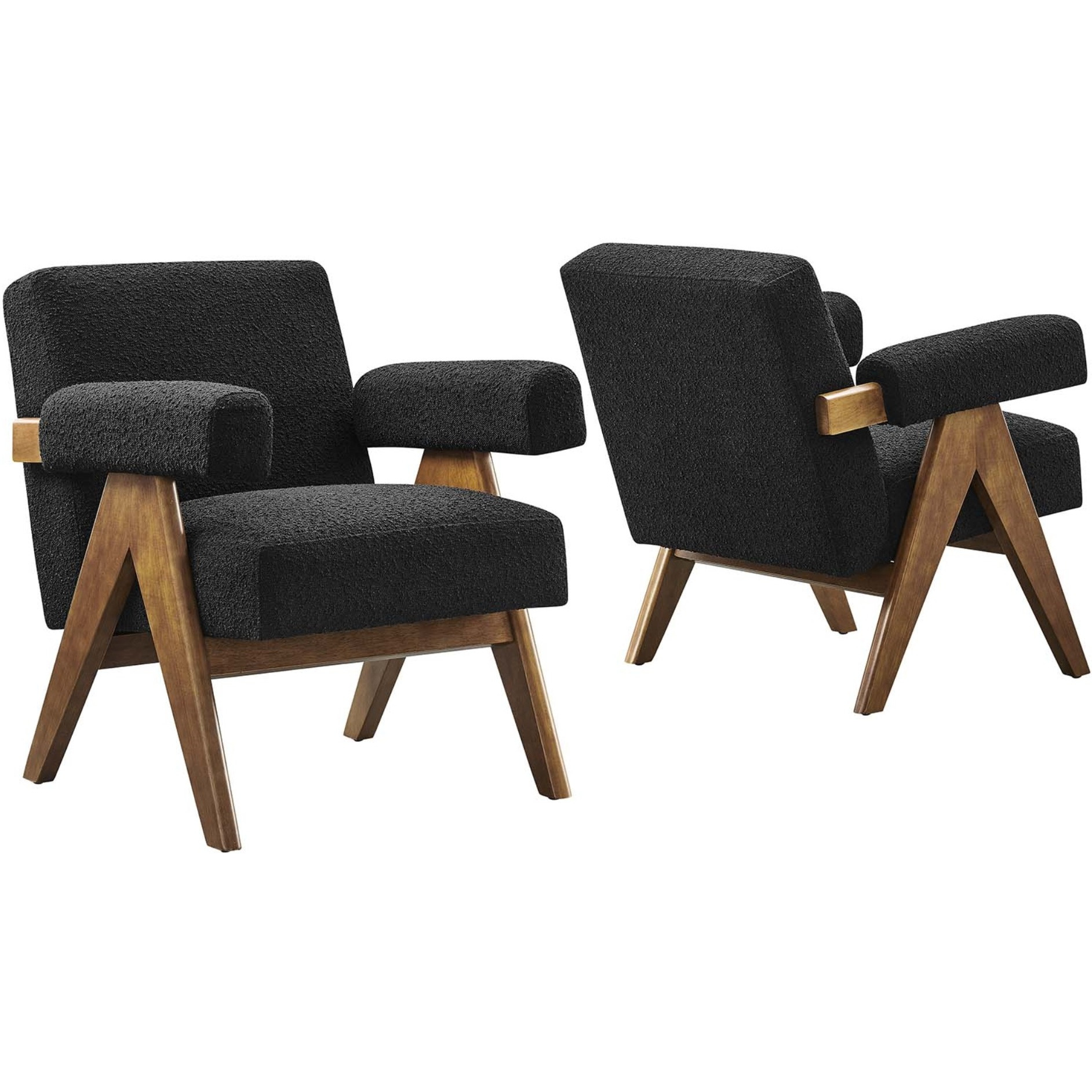 Lyra Boucle Fabric Armchair - Set Of 2