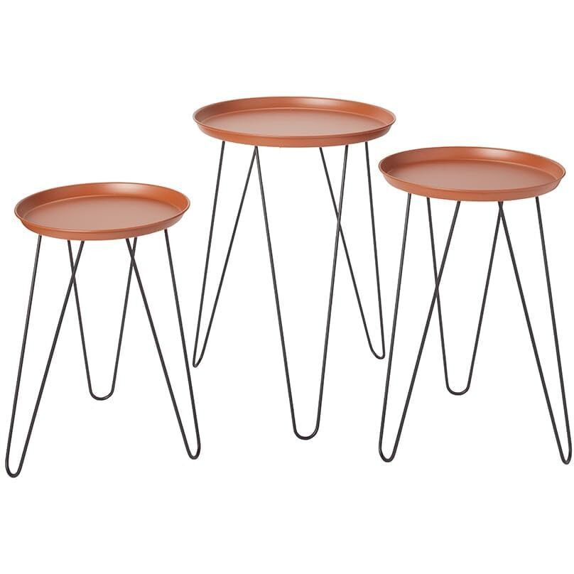 Set Of 3 Metal Accent Tables - Bronze