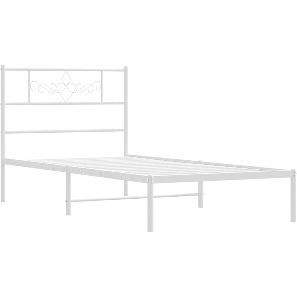 Vidaxl Metal Bed Frame With Headboard White 39.4"&quotX74.8""