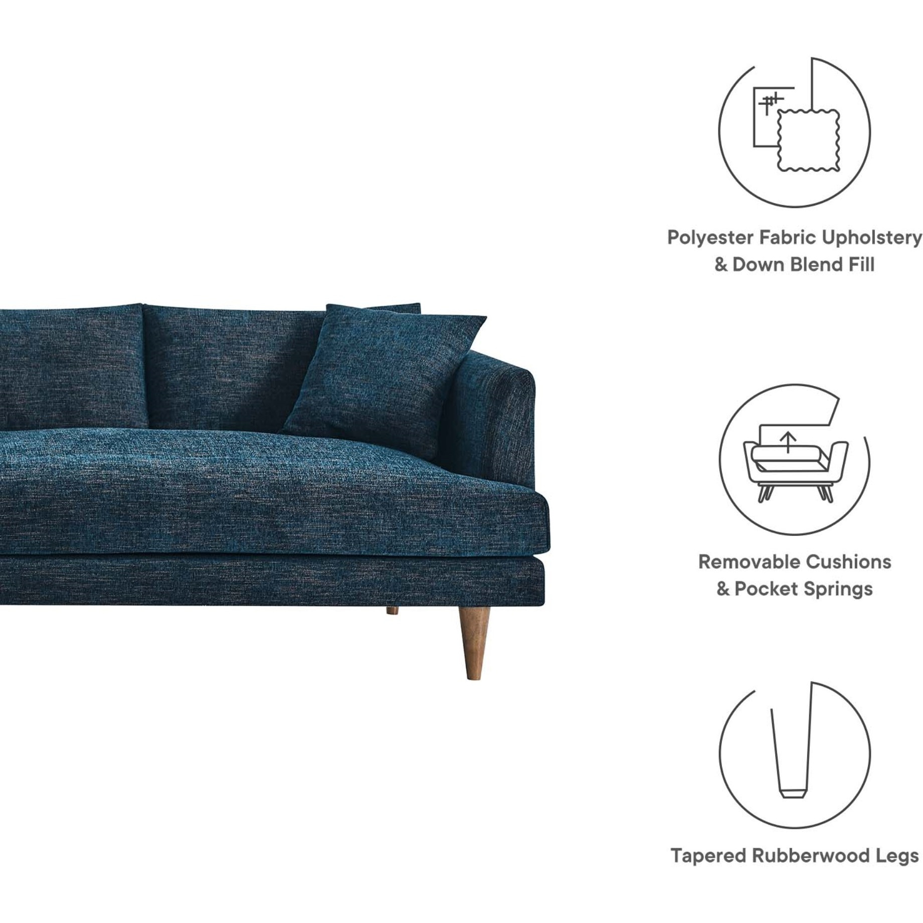 Zoya Down Filled Overstuffed 3 Piece Sectional Sofa