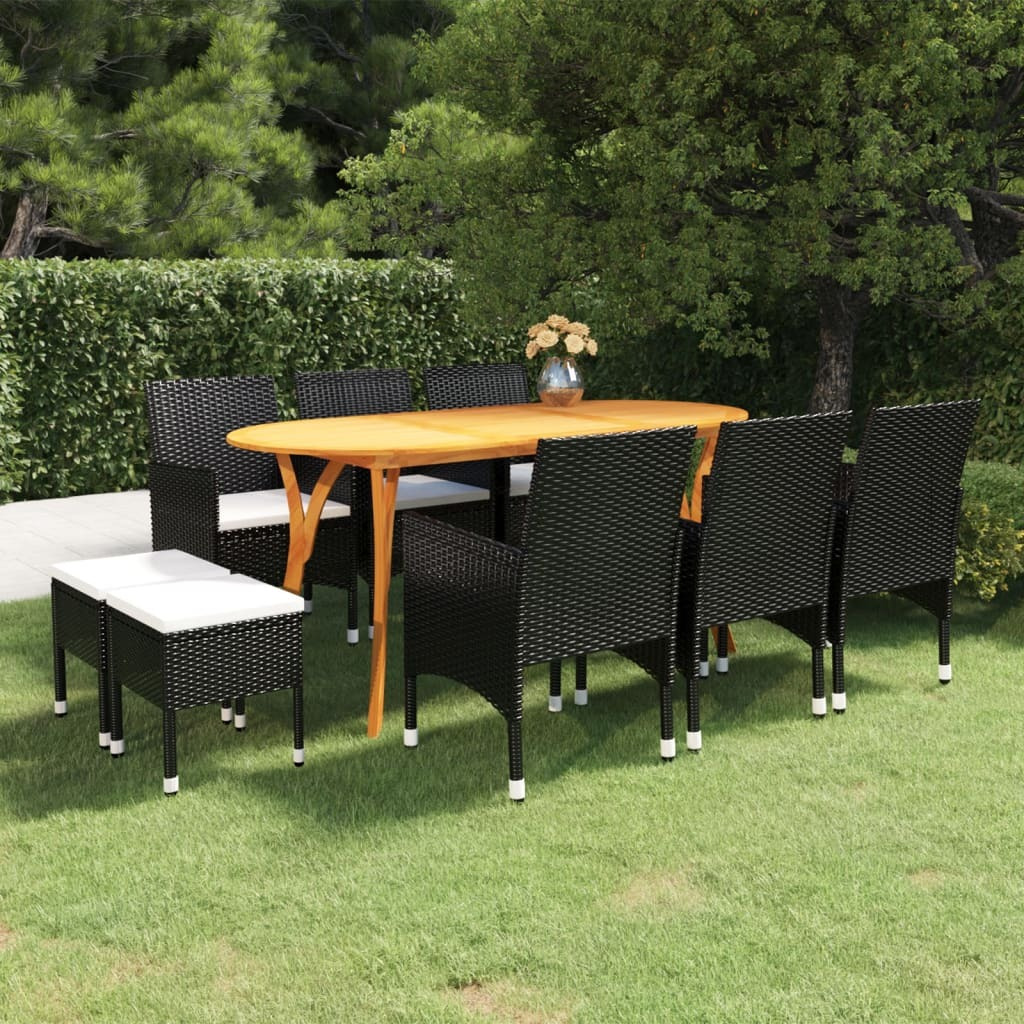 Vidaxl 9 Piece Garden Dining Set Black