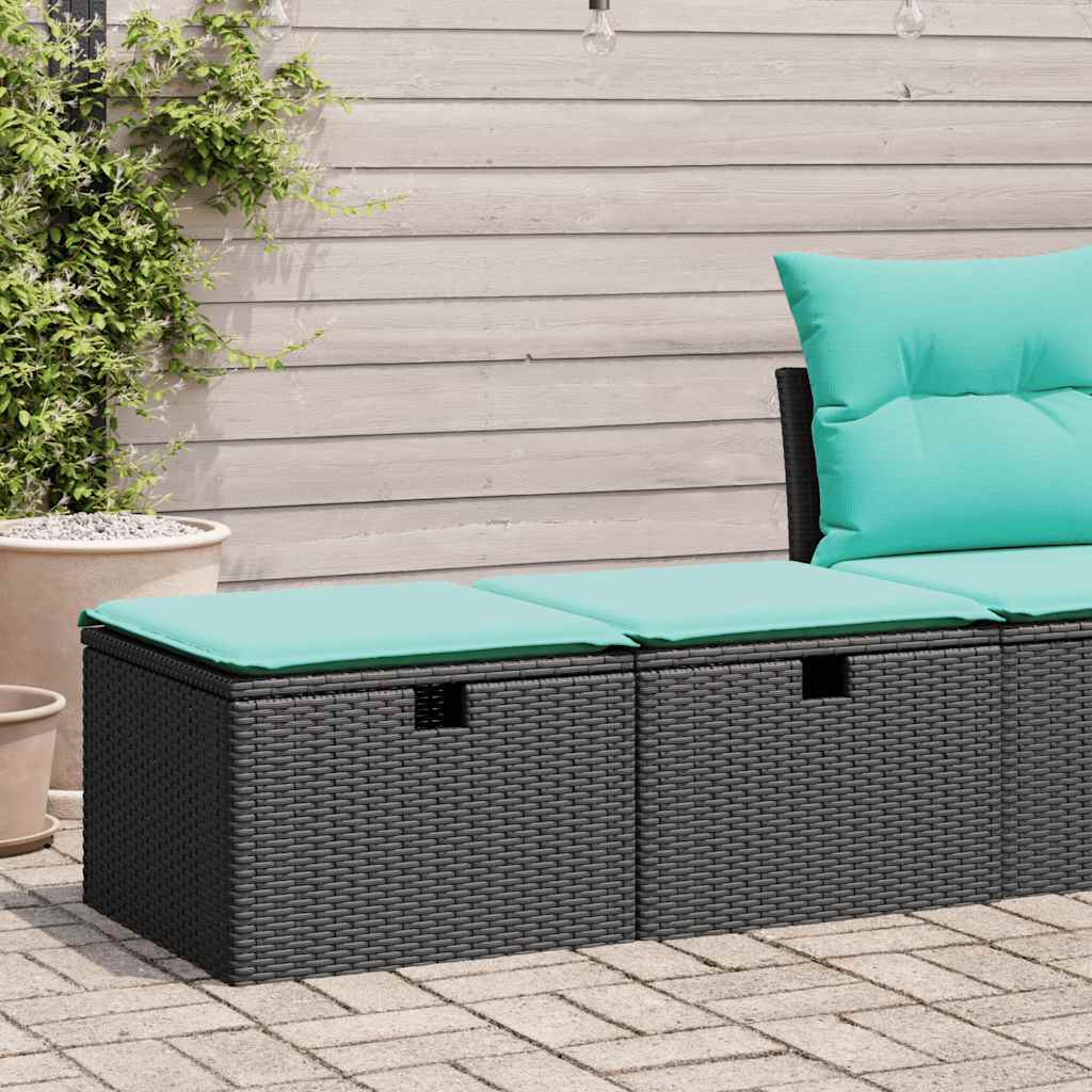 Vidaxl 2 Piece Garden Sofa Set With Cushions Black Poly Rattan Acacia