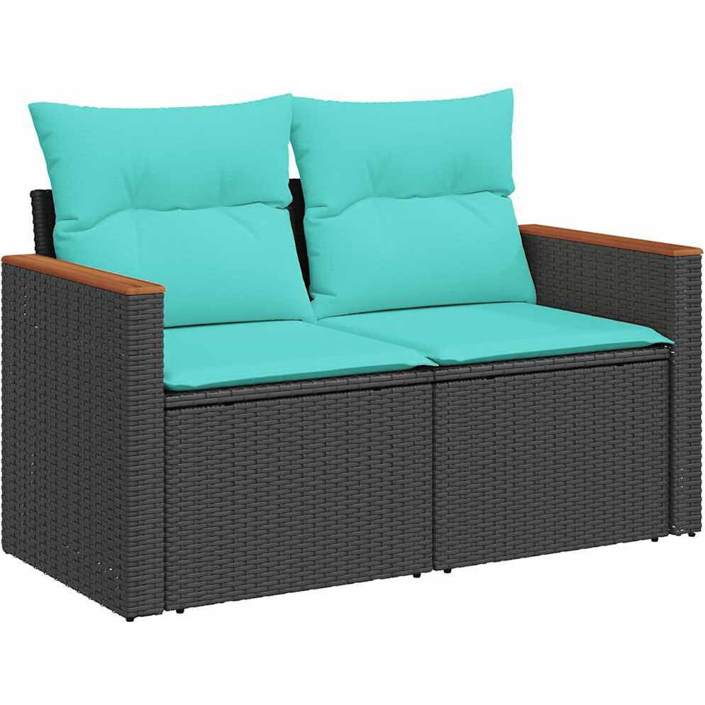 Vidaxl 6 Piece Garden Sofa Set With Cushions Black Poly Rattan