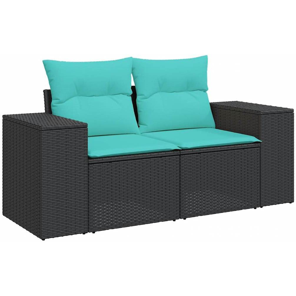Vidaxl 4 Piece Garden Sofa Set With Cushions Black Poly Rattan
