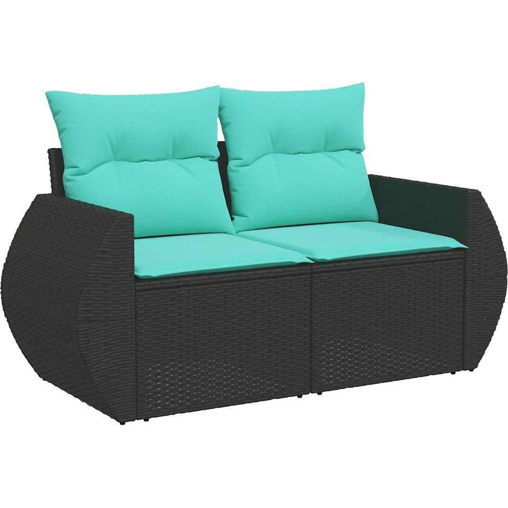 Vidaxl 6 Piece Garden Sofa Set With Cushions Black Poly Rattan