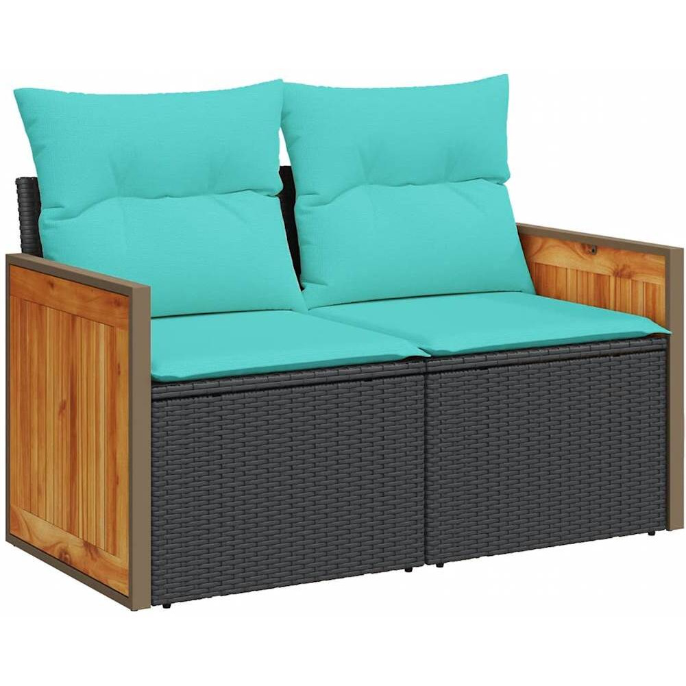 Vidaxl 6 Piece Garden Sofa Set With Cushions Black Poly Rattan