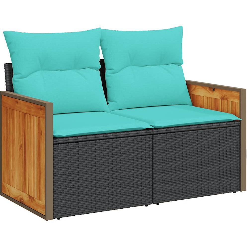 Vidaxl 6 Piece Garden Sofa Set With Cushions Black Poly Rattan
