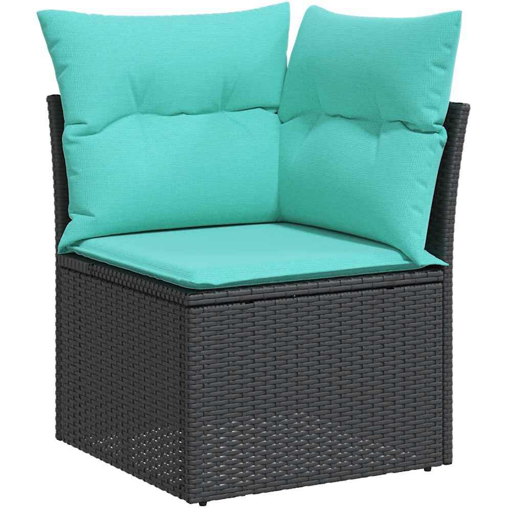 Vidaxl 6 Piece Garden Sofa Set With Cushions Black Poly Rattan