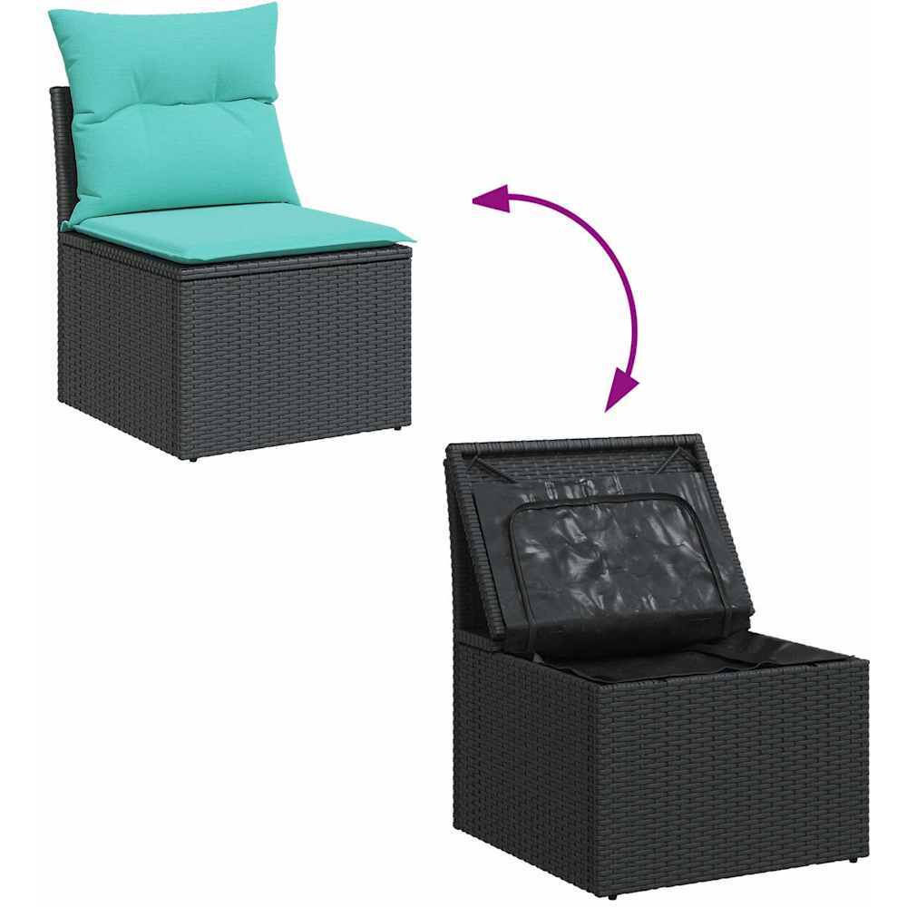 Vidaxl 4 Piece Garden Sofa Set With Cushions Black Poly Rattan Acacia