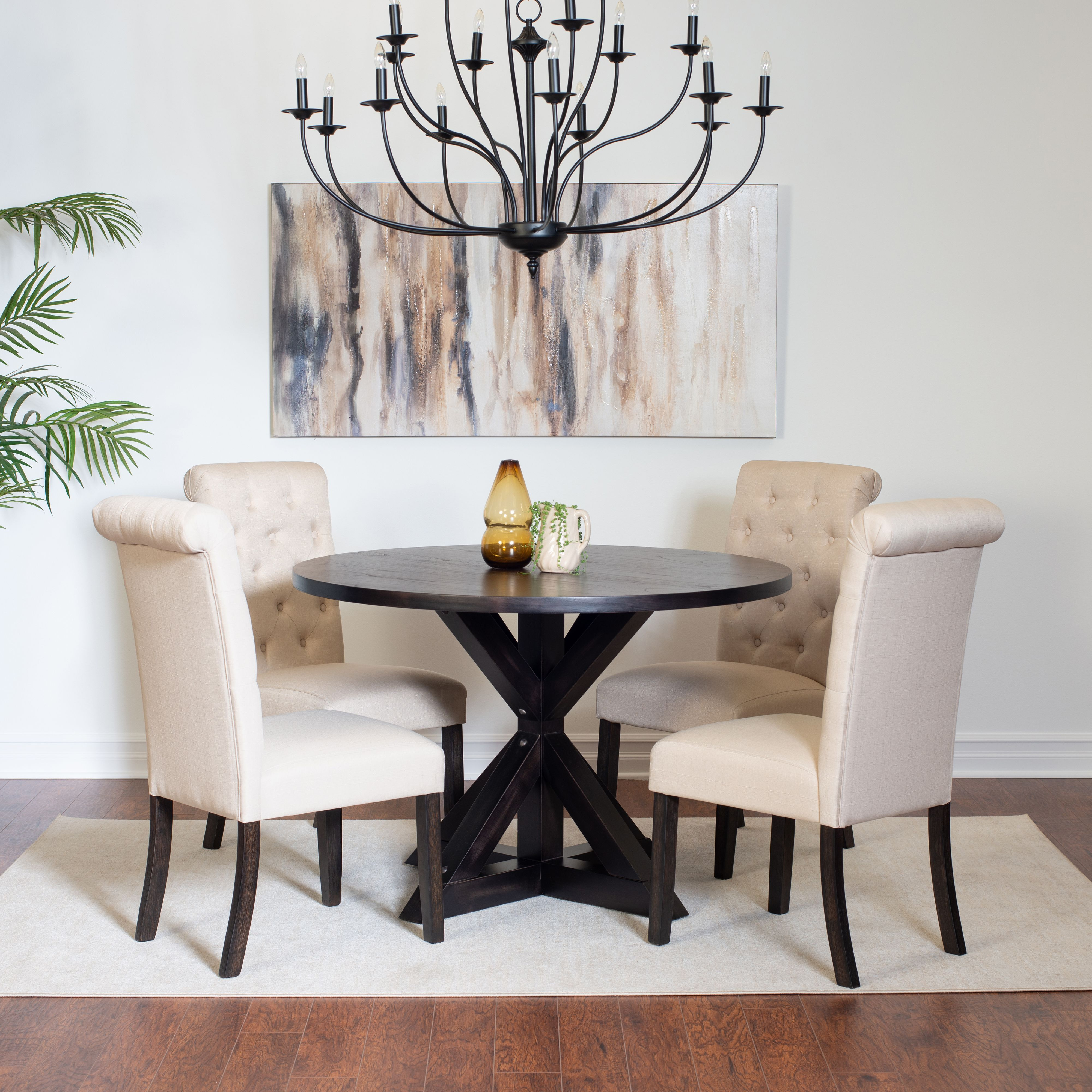 Nylander 5-Piece Dining Set  Cross-Buck Dining Table With 4 Stylish Chairs
