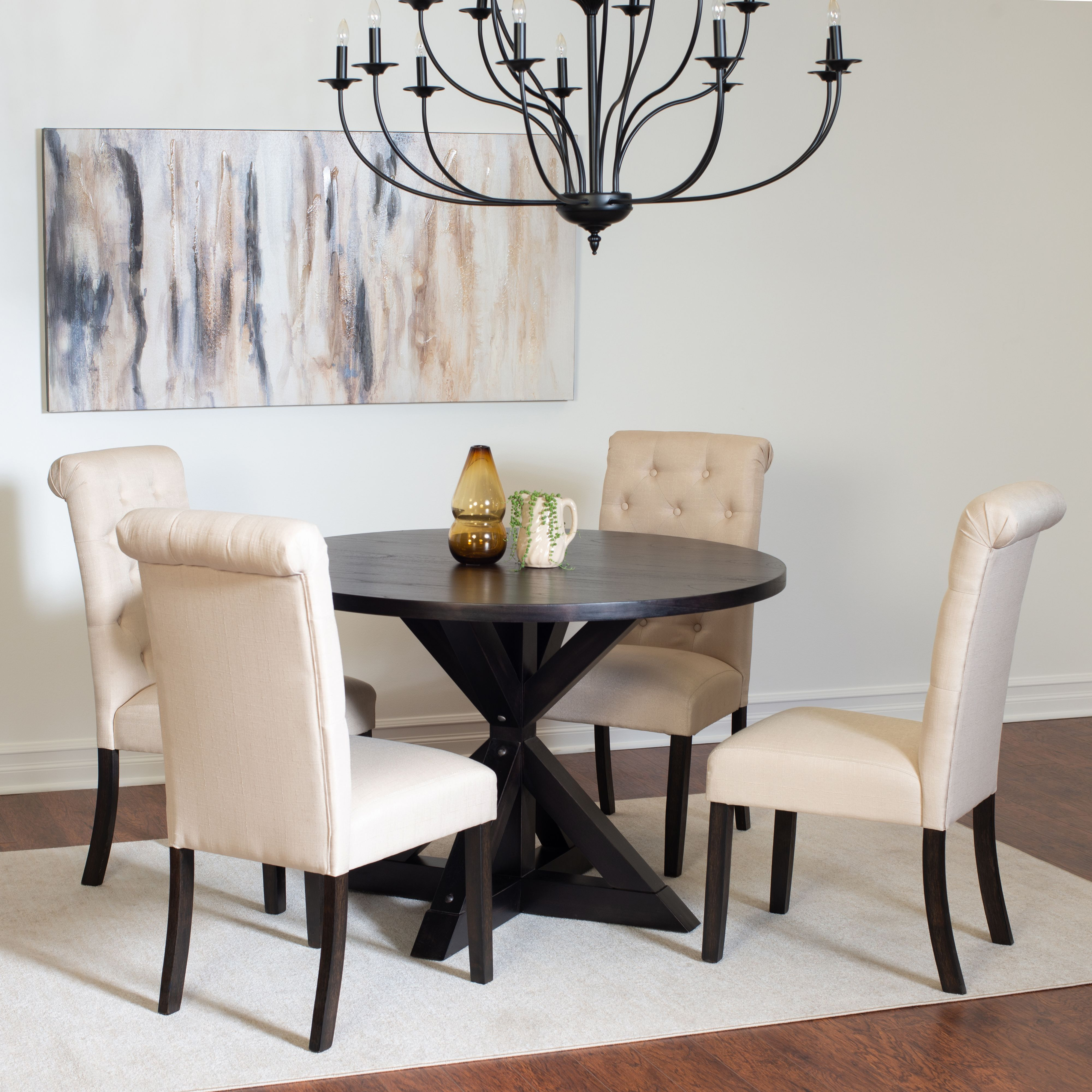 Nylander 5-Piece Dining Set  Cross-Buck Dining Table With 4 Stylish Chairs