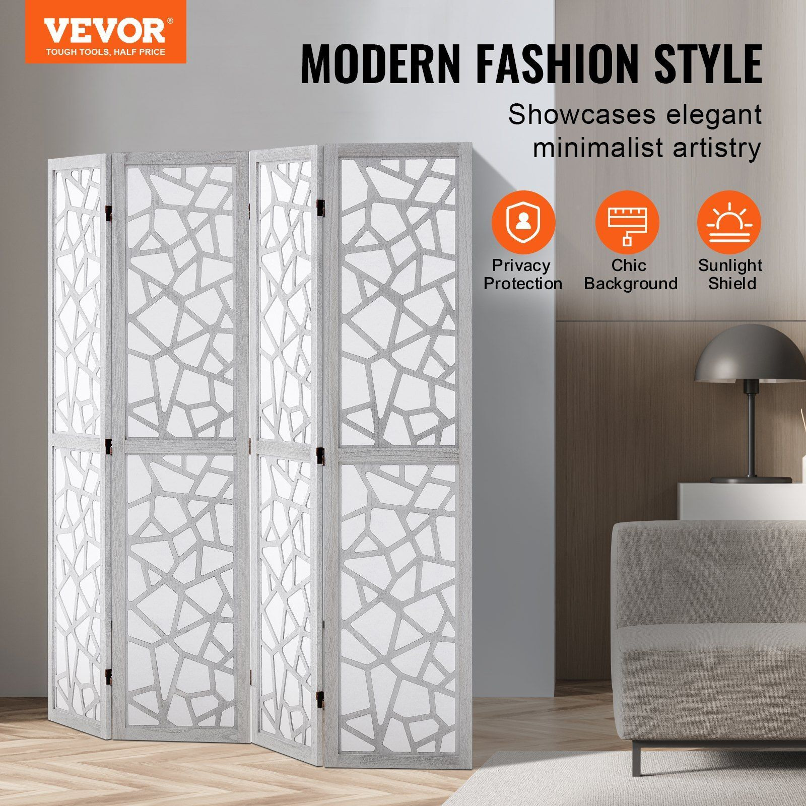 Vevor Wood Room Divider  4 Panel Wood Folding Privacy Screen  66.9 Inches Tall Indoor Carved Wooden Partition  Portable Decoration Screen  For Room Separation  Home  Office  Restaurant & Bedroom