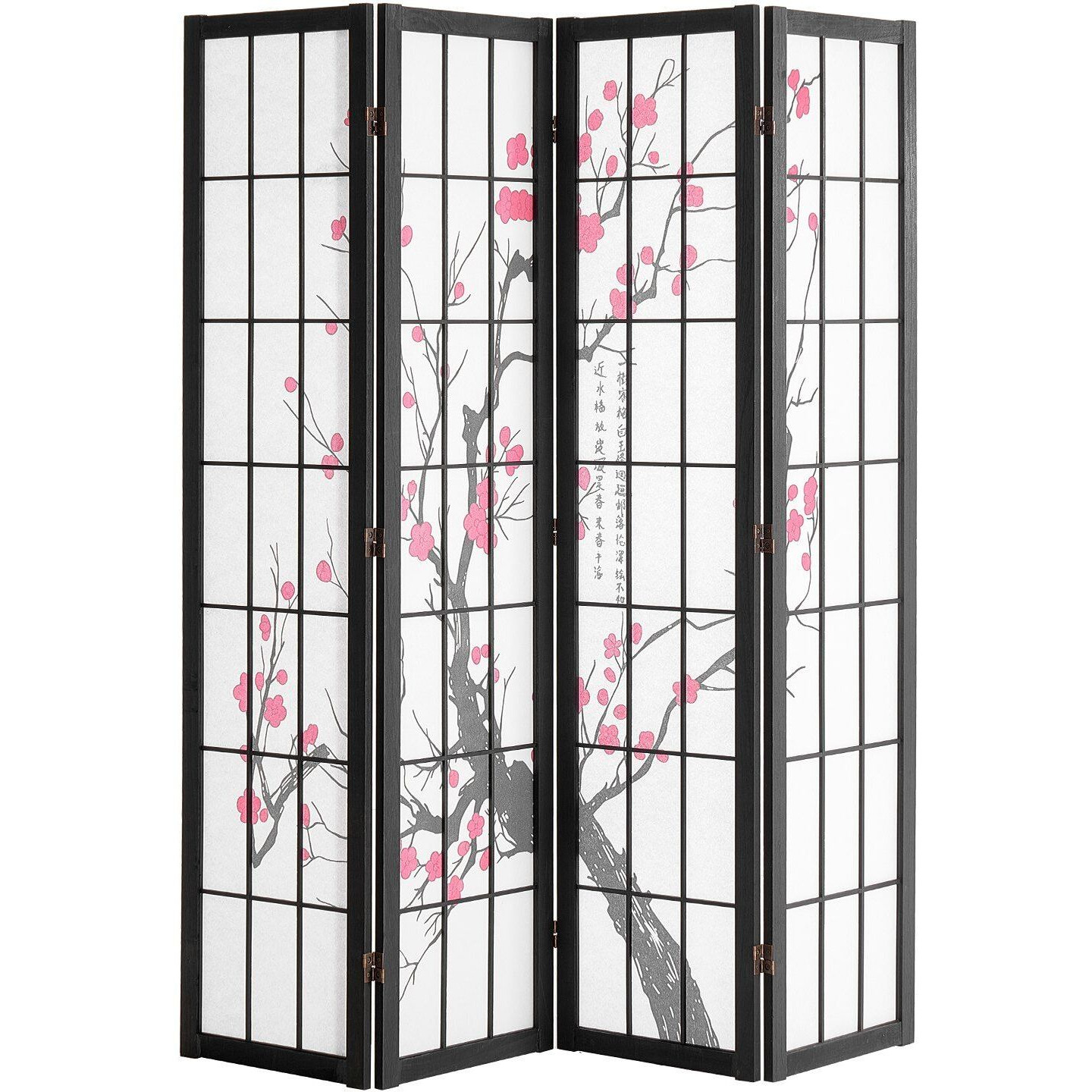 Vevor Room Divider  4 Panel Japanese Room Divider Screen  Wood Folding Privacy Screen Indoor  Japanese Partition Portable Decoration Dividers  For Room Separation Home Office Restaurant & Bedroom