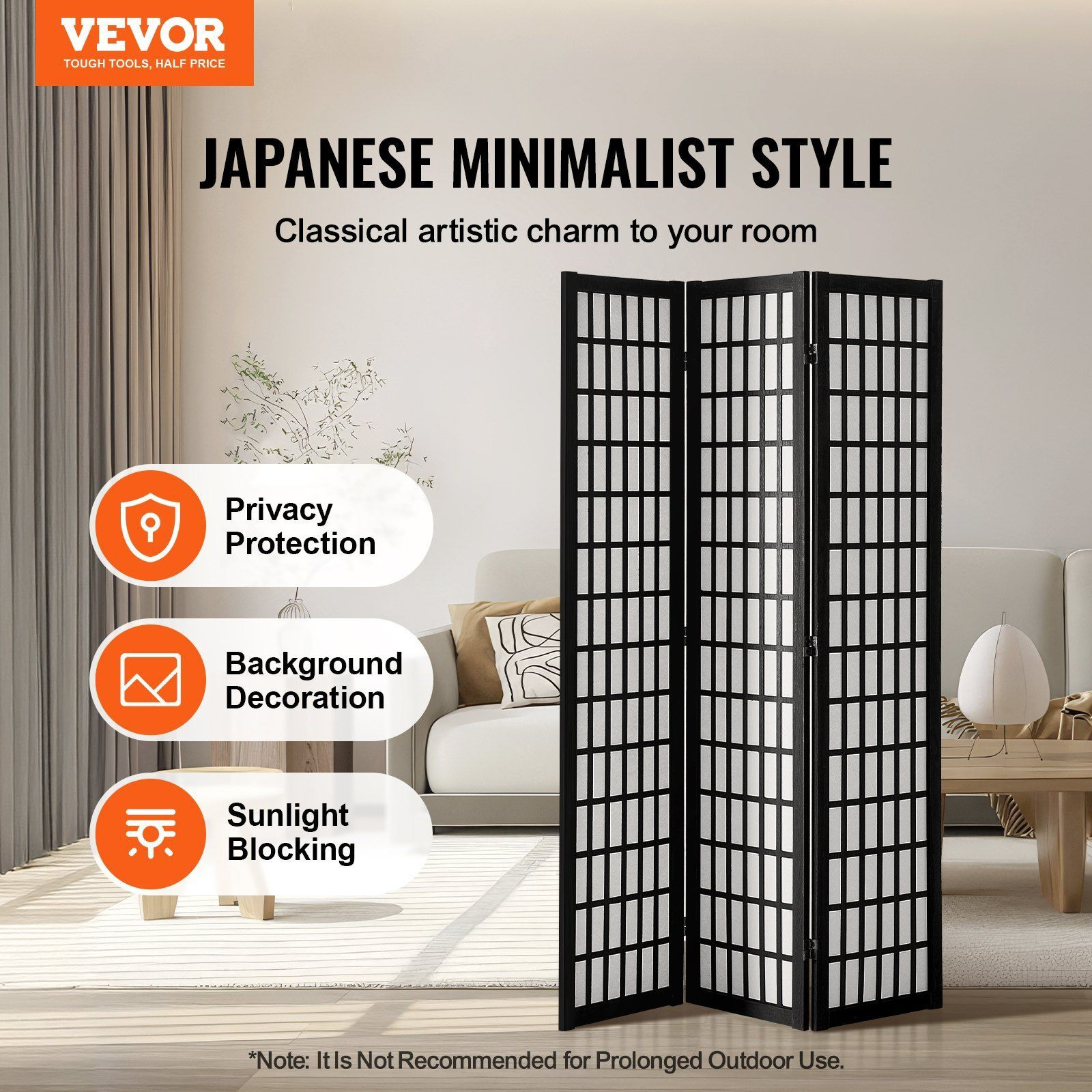 Vevor Room Divider  3 Panel Japanese Room Divider  Wood Folding Privacy Screen Indoor  Japanese Partition Dividers Portable Decoration Screens  For Room Separation Home Office Restaurant & Bedroom