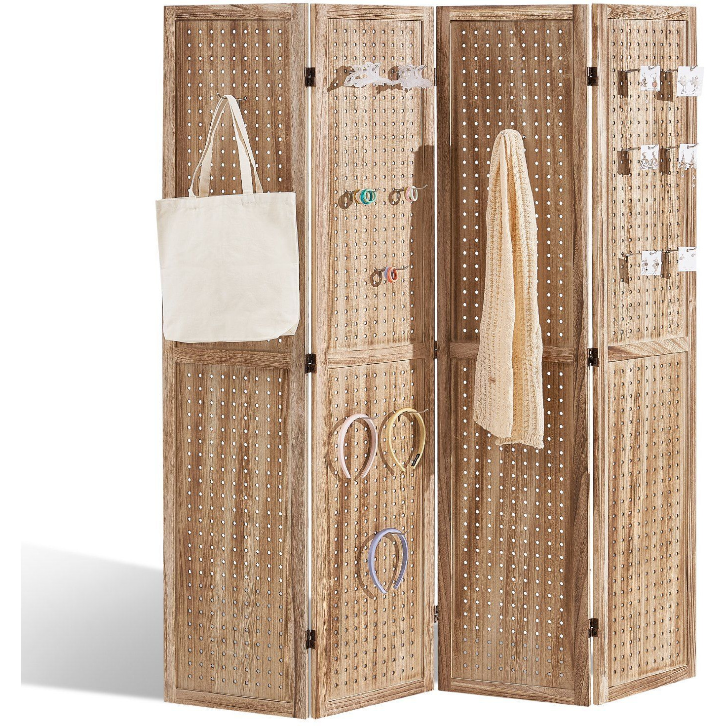 Vevor Wood Room Divider  4 Panel Wood Folding Privacy Screen  66.9 Inches Tall Indoor Carved Partition Divider  Portable Decoration Screen  For Room Separation  Home  Office  Restaurant & Bedroom