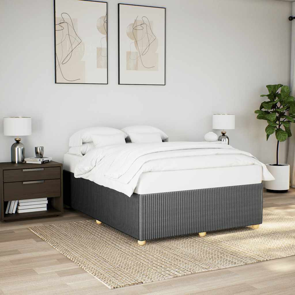 Vidaxl Bed Frame Without Mattress Dark Gray Queen Fabric