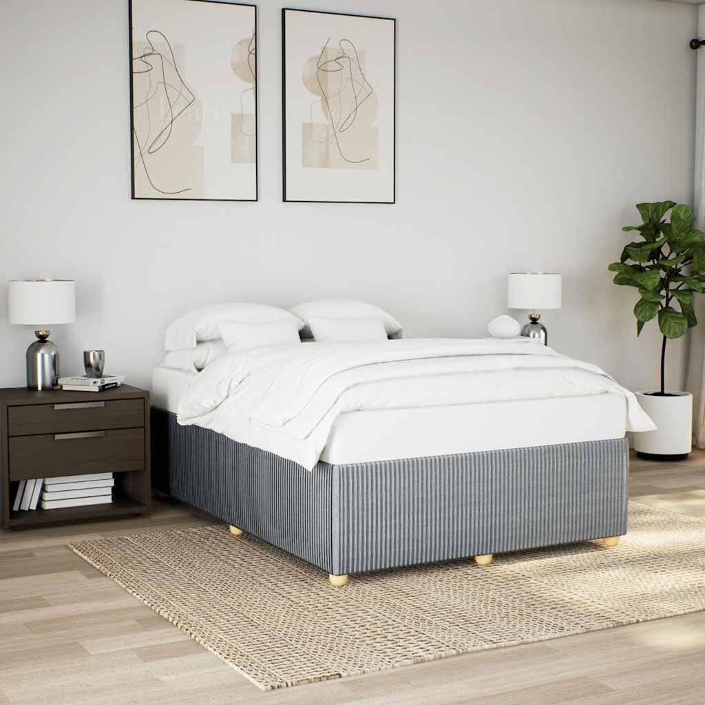 Vidaxl Bed Frame Without Mattress Light Gray Queen Fabric