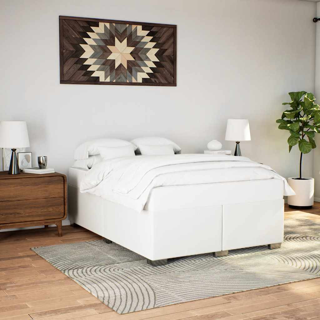 Vidaxl Bed Frame Without Mattress White Queen Faux Leather