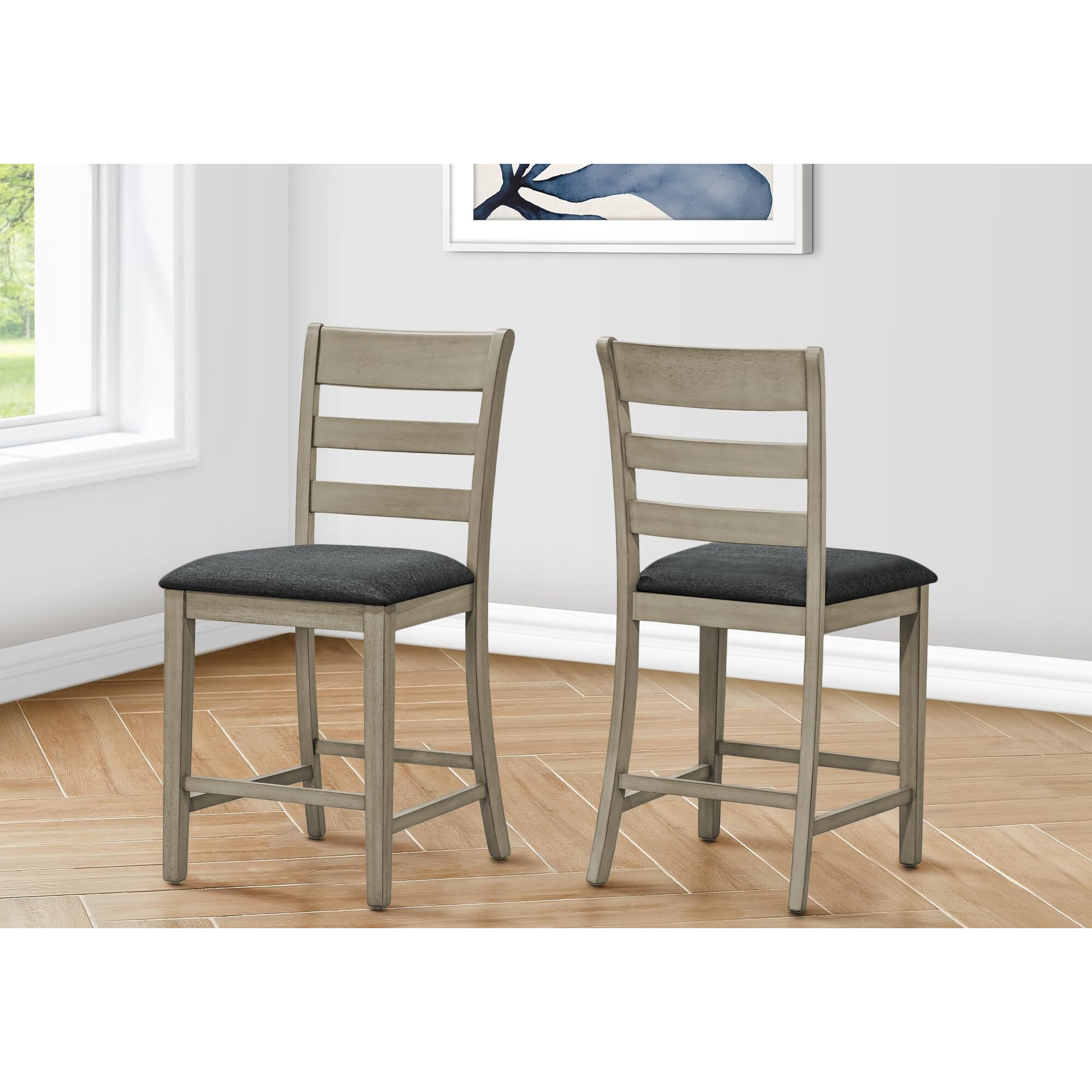 Dining Chair  44"" Height  Counter Height  Dining Room  Kitchen  Set Of 2  Upholstered  Side  Transitional
