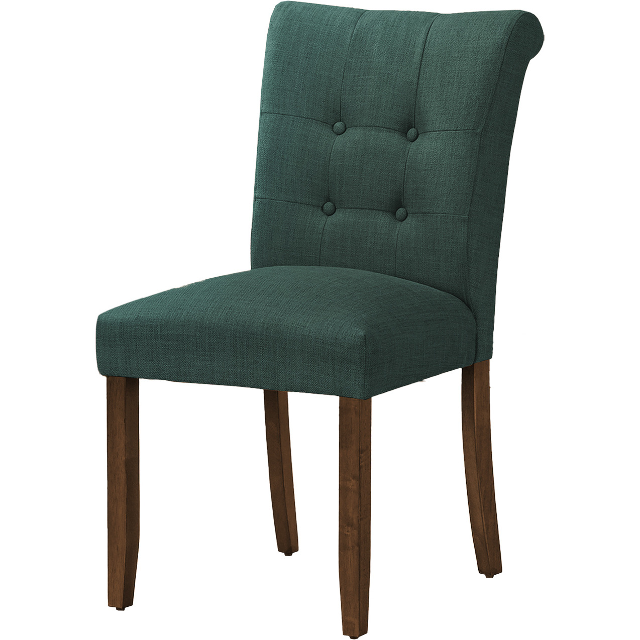 Dining Chair  38"" Height  Set Of 2  Upholstered  Dining Room  Side  Kitchen  Blue Fabric  Walnut Wood Legs  Modern