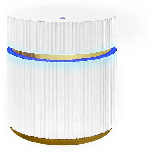 Tavita 19.5"" Round White Side Table With Glass Top And Led Lights