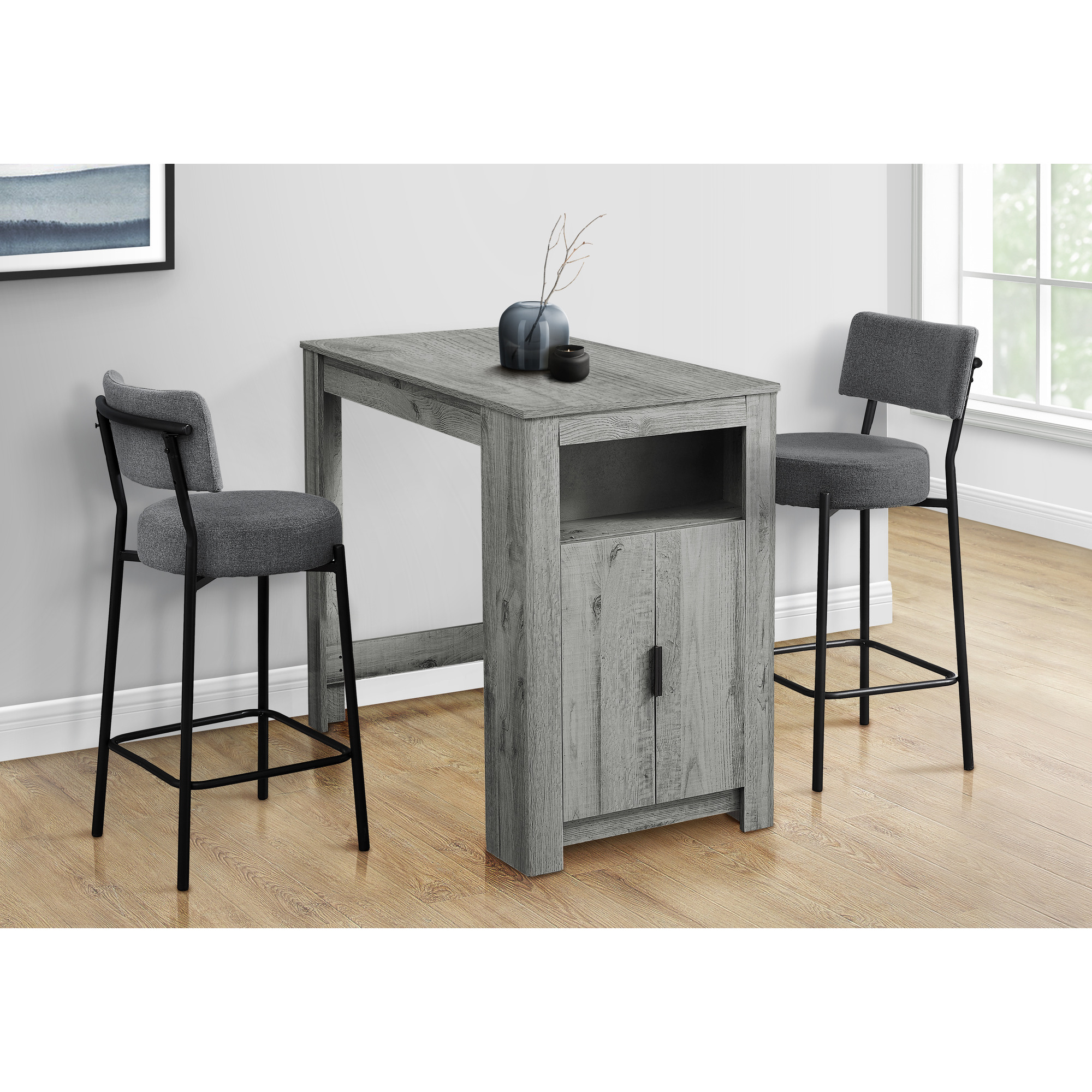 Dining Table  48"" Rectangular  Counter Height  Kitchen  Small  Storage  Grey Laminate  Contemporary  Modern
