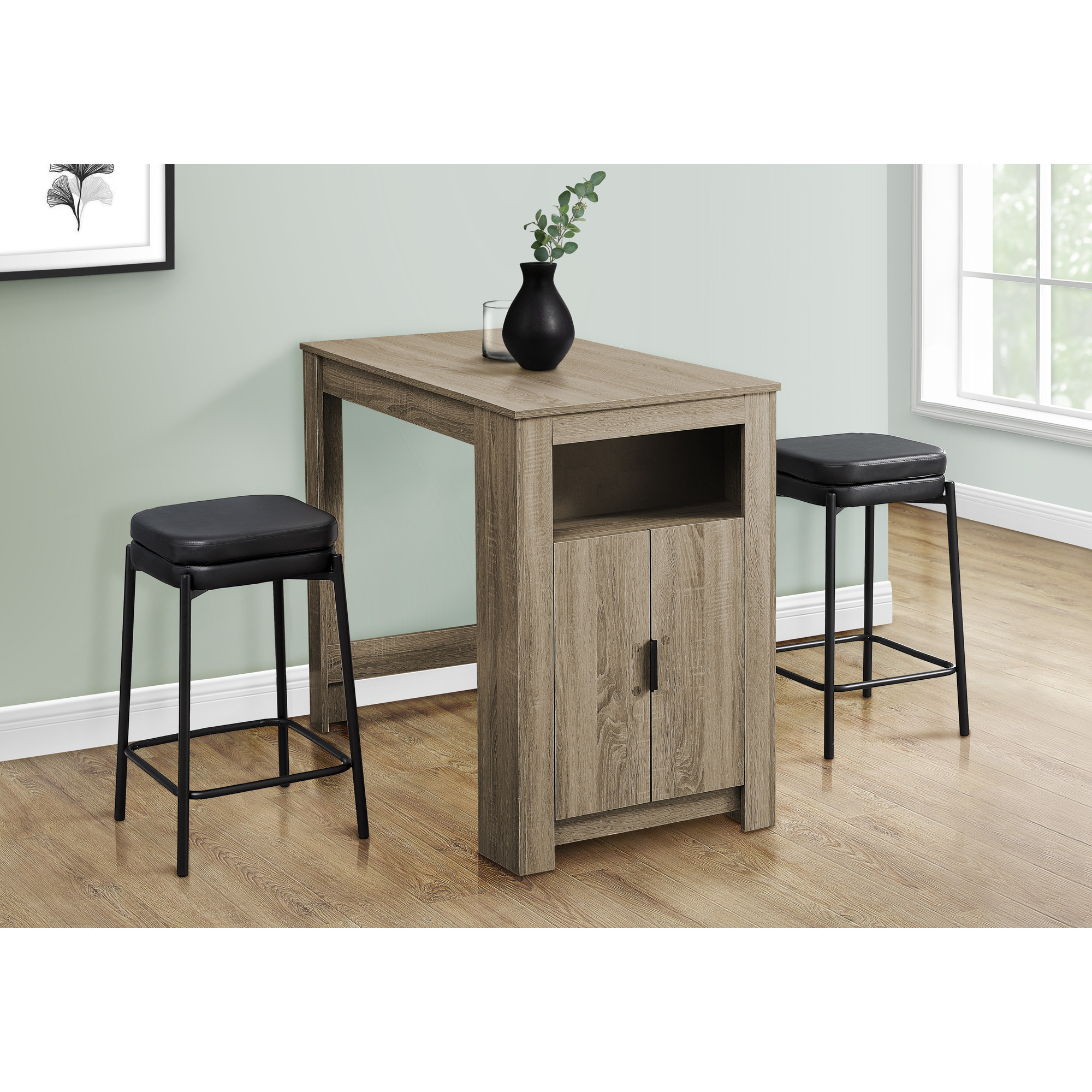 Dining Table  48"" Rectangular  Counter Height  Kitchen  Small  Storage  Brown Laminate  Contemporary  Modern