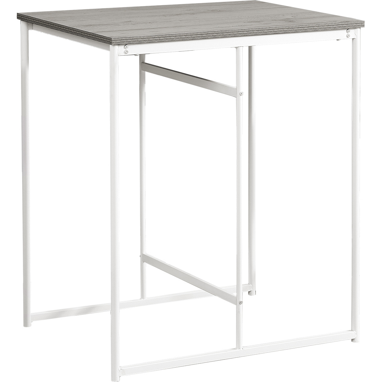Dining Table  32"" Rectangular  Counter Height  Small  Laminate Top  Kitchen  Grey Laminate  White Metal  Contemporary  Modern