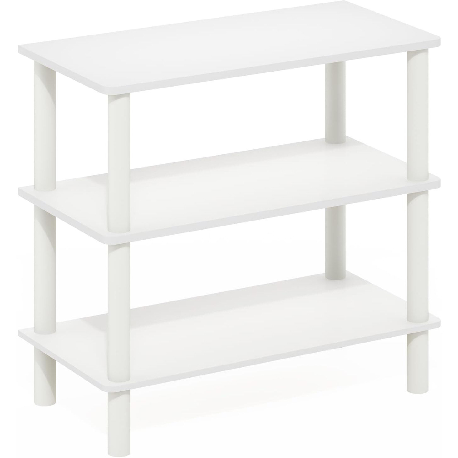 Turn-N-Tube 23-Inch 3-Tier Freestanding Shoe Rack Storage Organizer  White/White