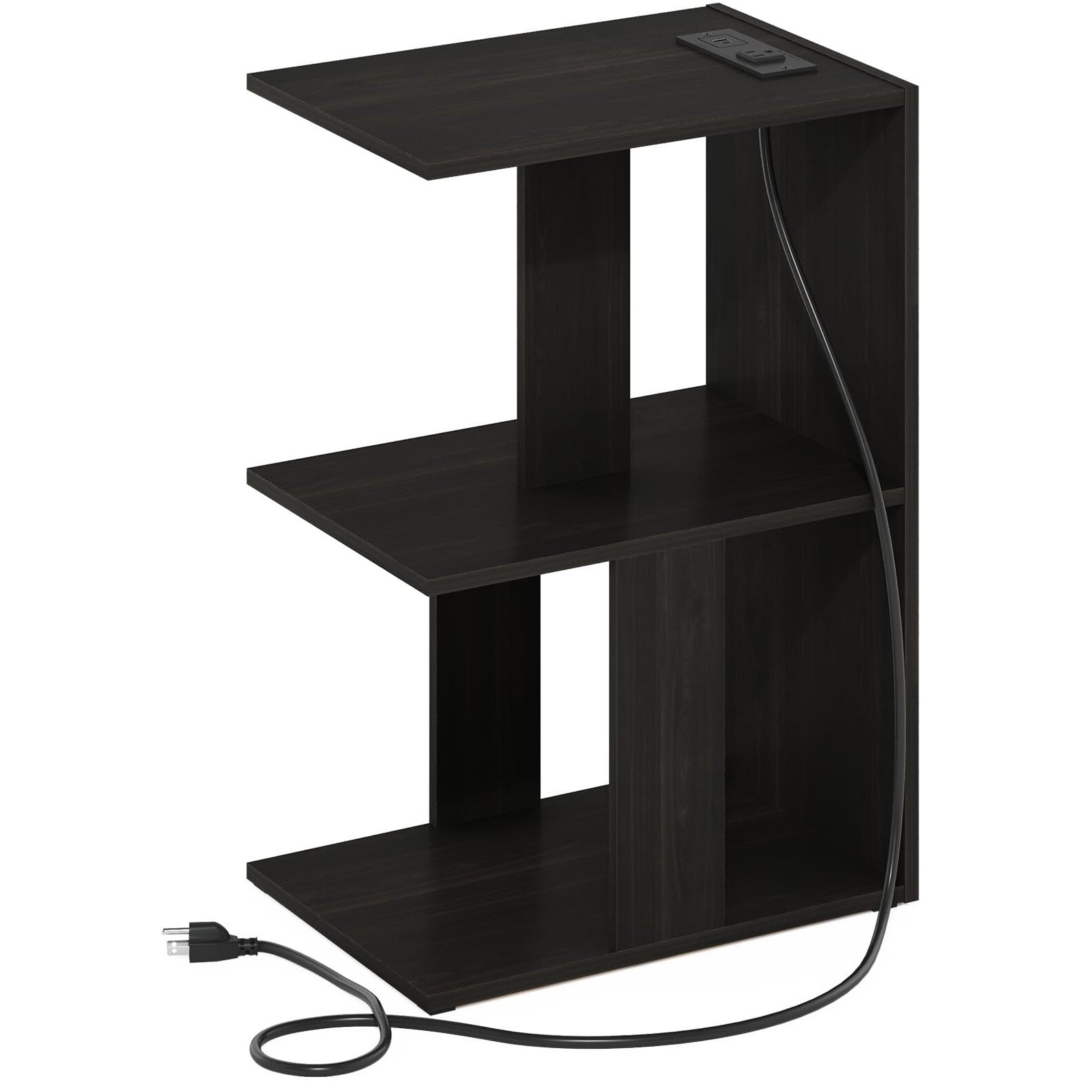 Open Storage Sofa Side Table  End Table With Usb And Type-C Charging Port