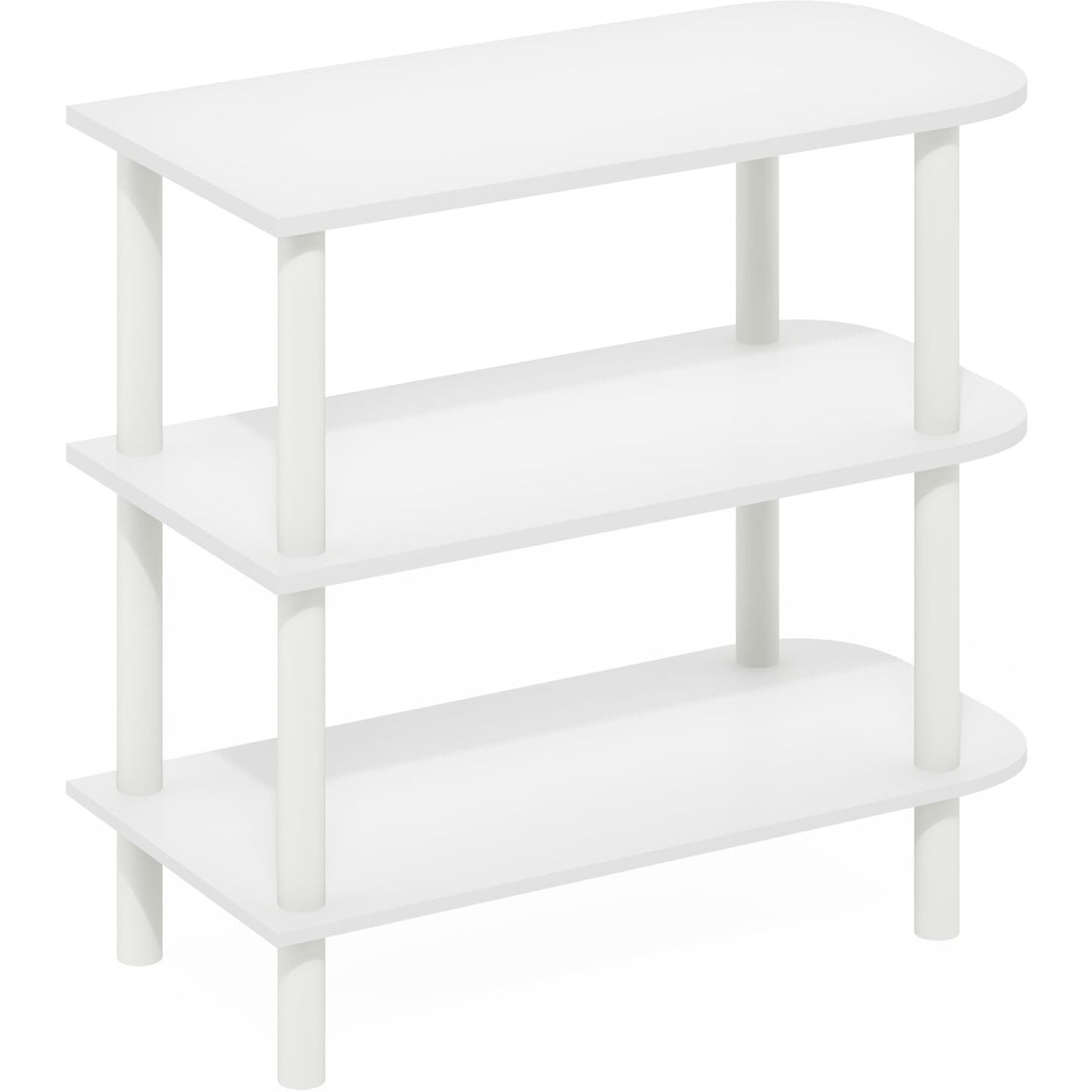 3-Tier Curved Freestanding Shoe Rack Storage Organizer  White/White