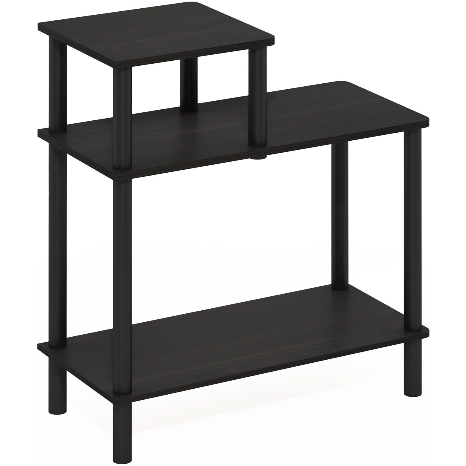 3-Tier Rectangular Sofa Side Table  End Table With Open Shelves  Espresso/Black