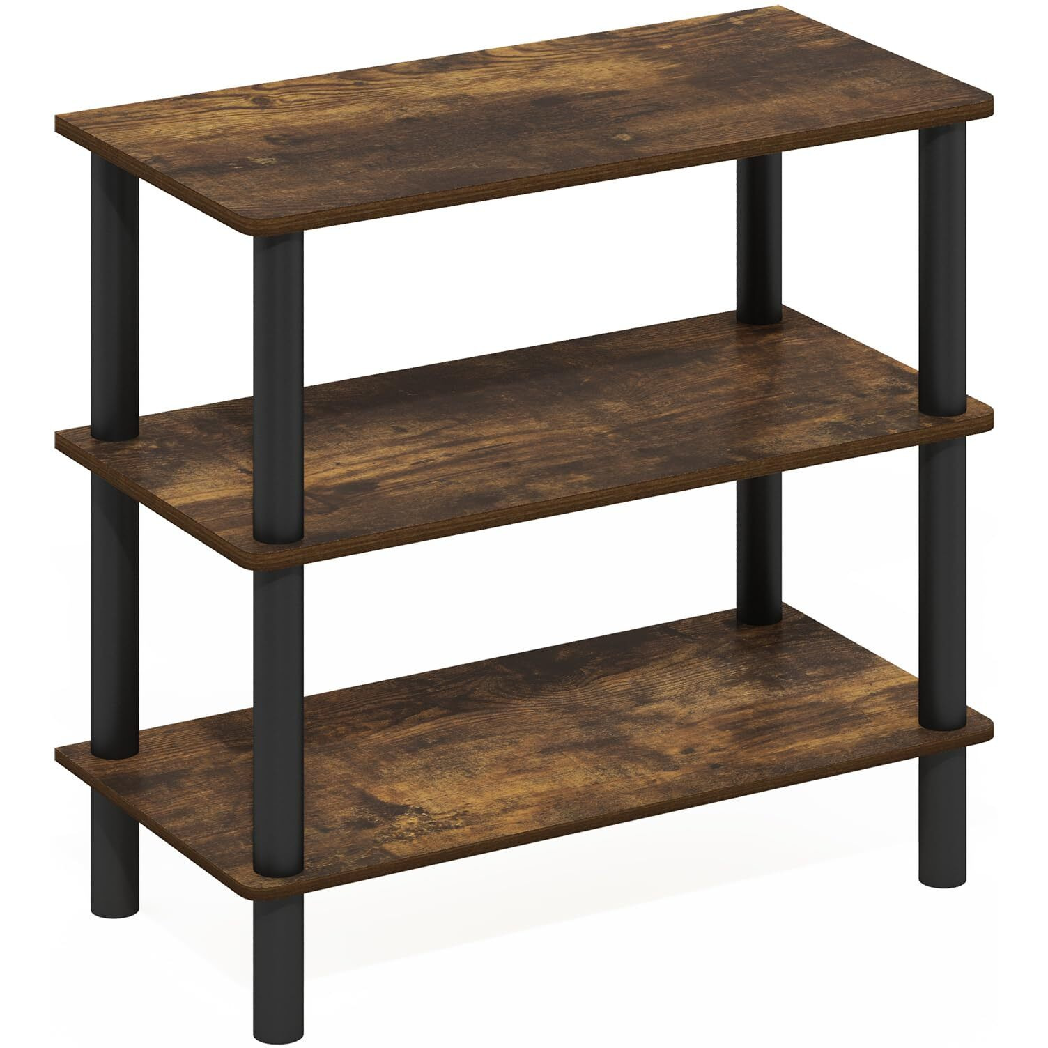 3-Tier Freestanding Shoe Rack Storage Organizer  Amber Pine/Black